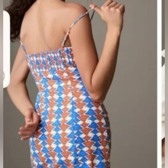 Maeve by Anthropologie Geometric Print Linen Blend Swim Dress Size 12 - Picture 3 of 14